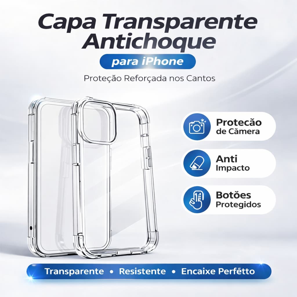 Capa Case Capinha Anti Impacto Para Todos iPhone 17/16/15/14/13/12/11 Pro Pro Max