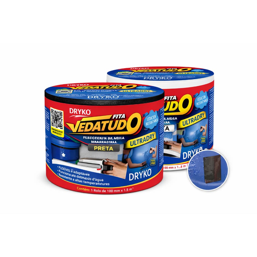 Fita Emborrachada Adesiva Ultradry Piscina Caixa D'Água 1,5MT
