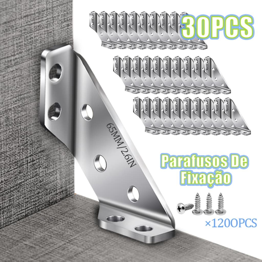 Kit 30 Conector De Canto De Aço , Junta , Móveis , Madeira , Excelente Para Reforço De Cantos De