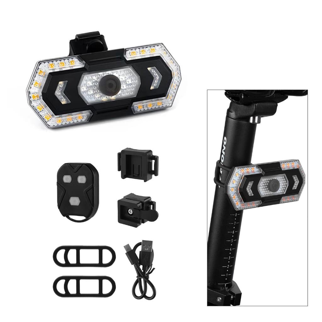 Lanterna Traseira Bike Com Seta Controle Sem Fio USB 40 LED