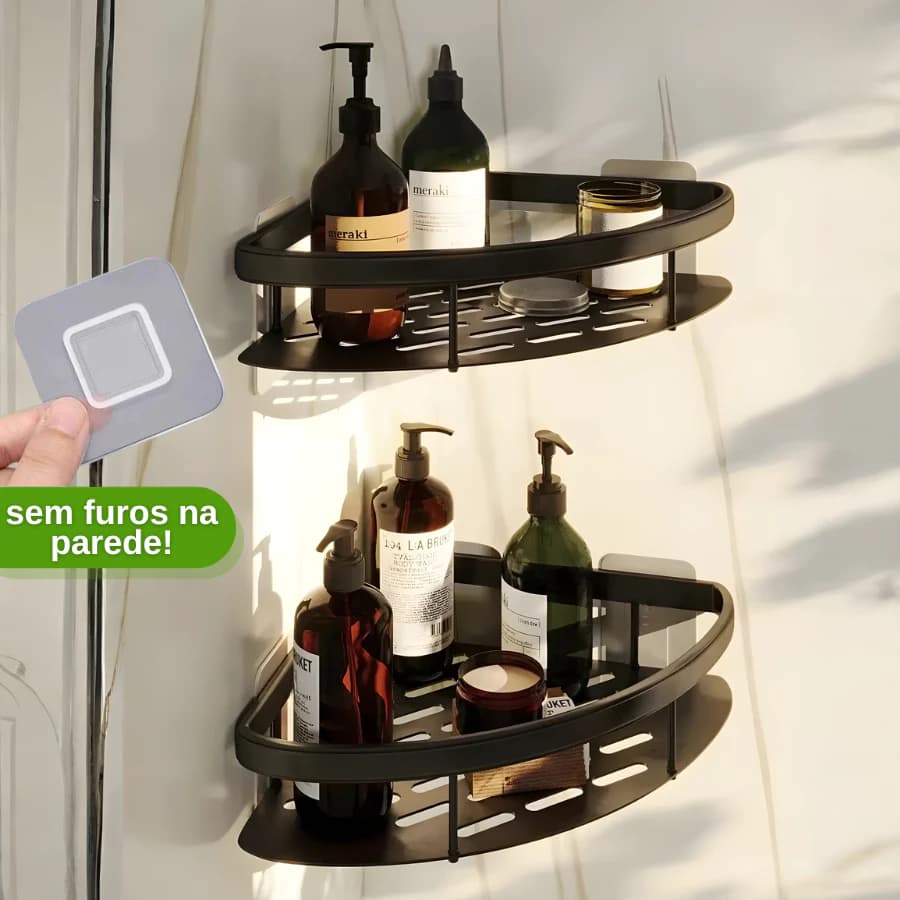 1/2KIT Suporte De Shampoo Organizador Alta Qualidade Prateleiras De Banheiro Sem Furo Premium