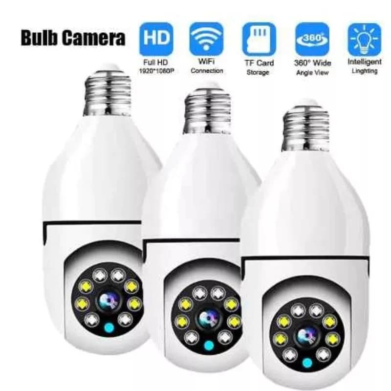 Câmera Lâmpada 360 WiFi Full HD Visão Noturna Segurança Sem Mensalidade - Kit unidades