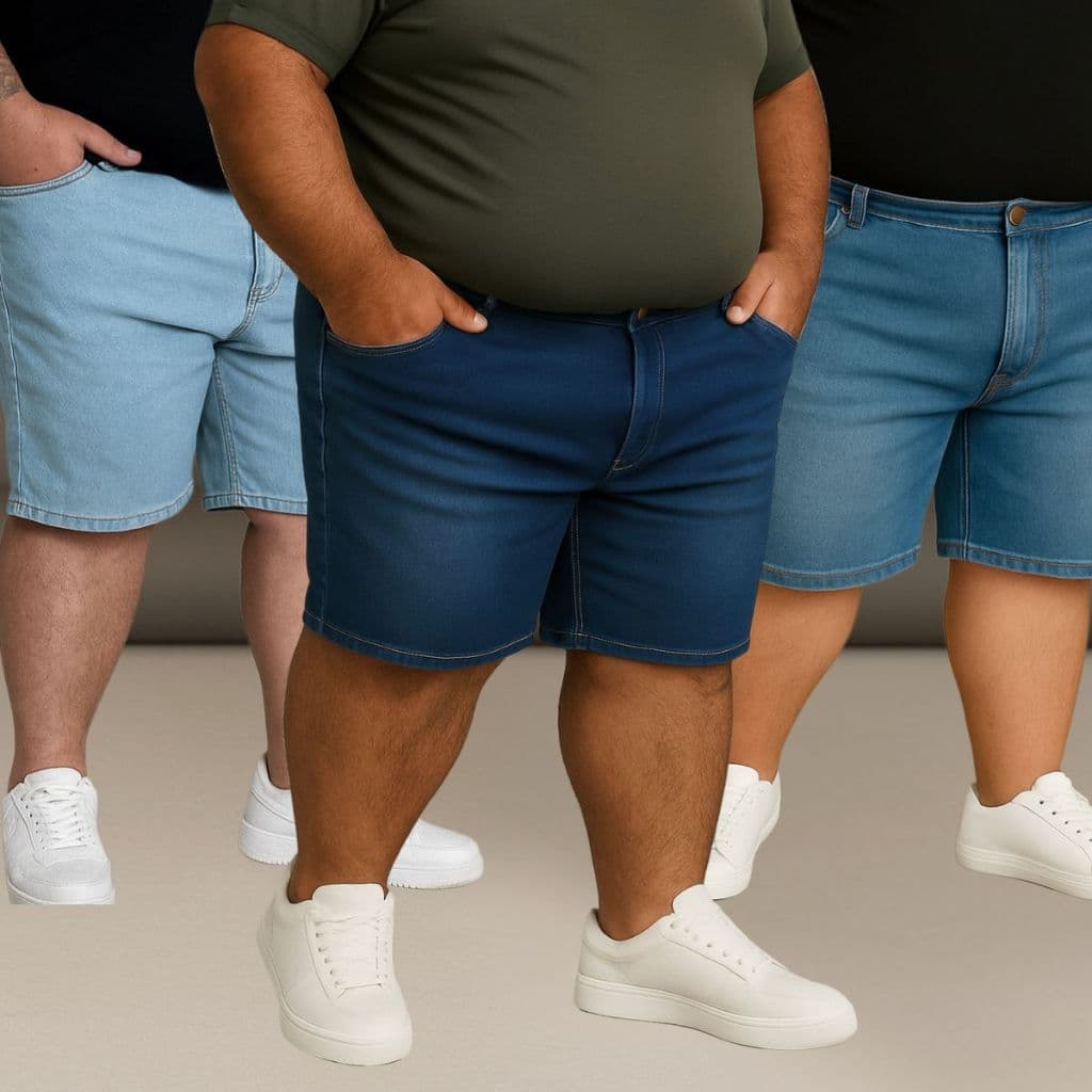 Kit 3 Bermudas Jeans Masculinas com Lycra Plus Size 48 ao 58