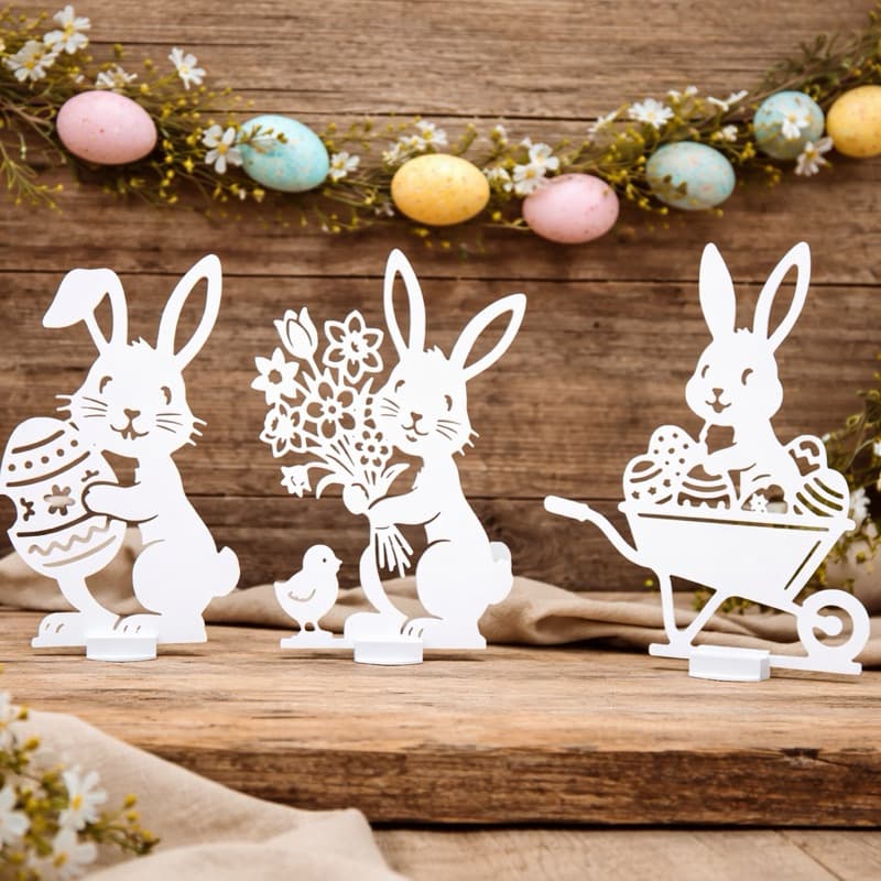 Kit Decoração de Mesa Páscoa – Coelhinhos Decorativos (20cm)