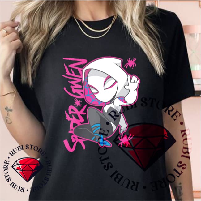 Camiseta Spider Gwen Feminina Adulto e Infantil Estampa de Alta Qualidade