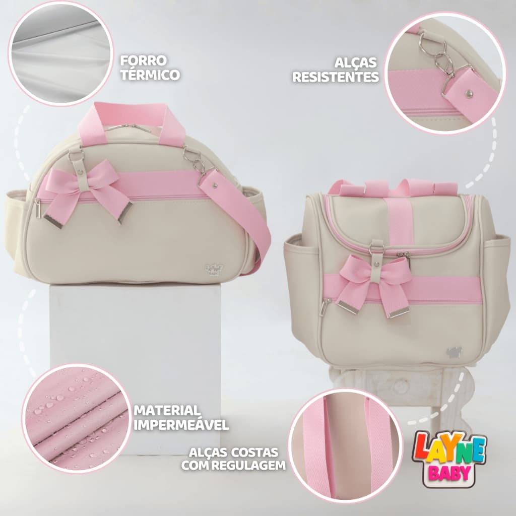 Bolsa Maternidade Menino e Menina Kit 2 Peças Mochila Luxo Bebê Impermeável  Multifuncional Fraldas