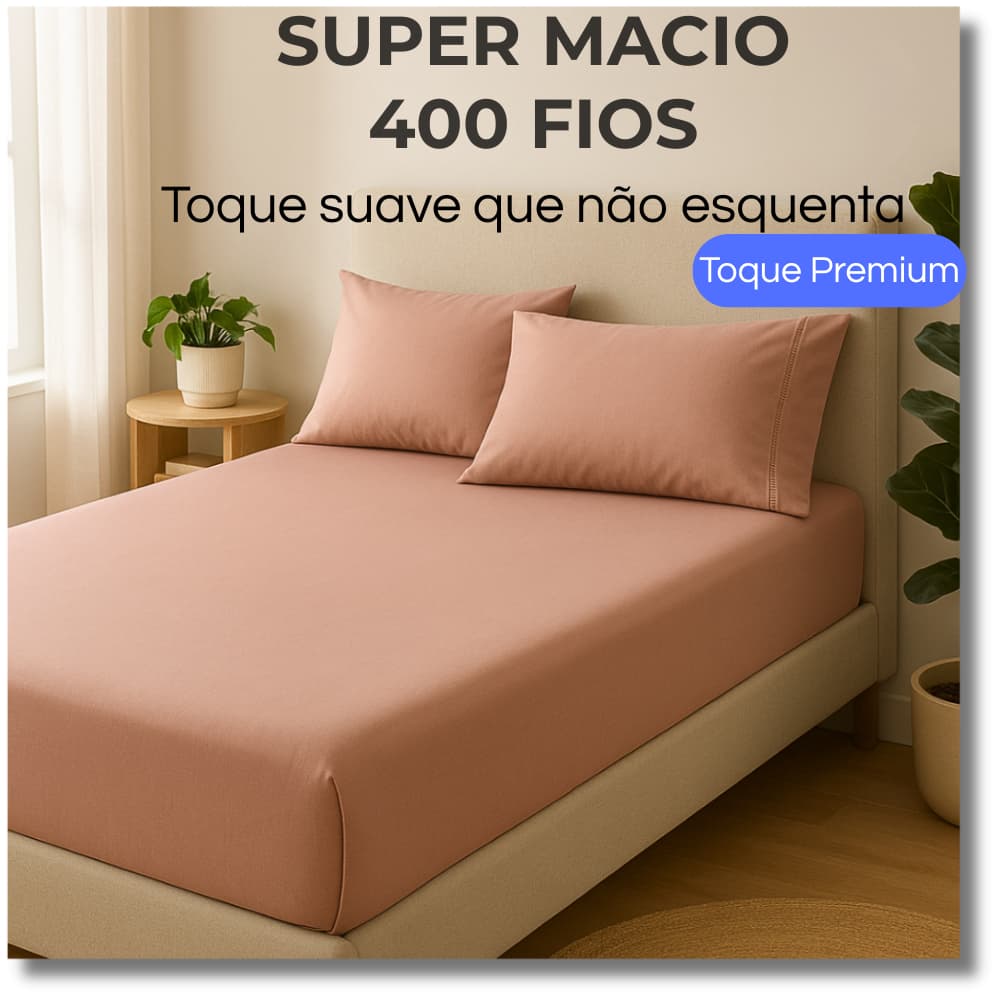 Jogo de Cama Micro Percal 400 Fios Acetinado Solteiro Casal Queen King com Elástico