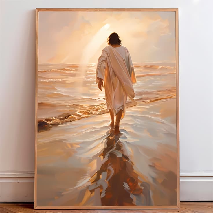 Quadro Religioso Jesus Cristo Mar Decoração Cristã Fé Esperança