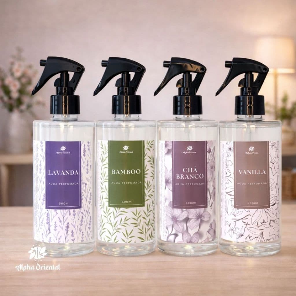 Água Perfumada 500ml Para Lençóis, Roupas e Tecidos + Borrifador Alpha Oriental