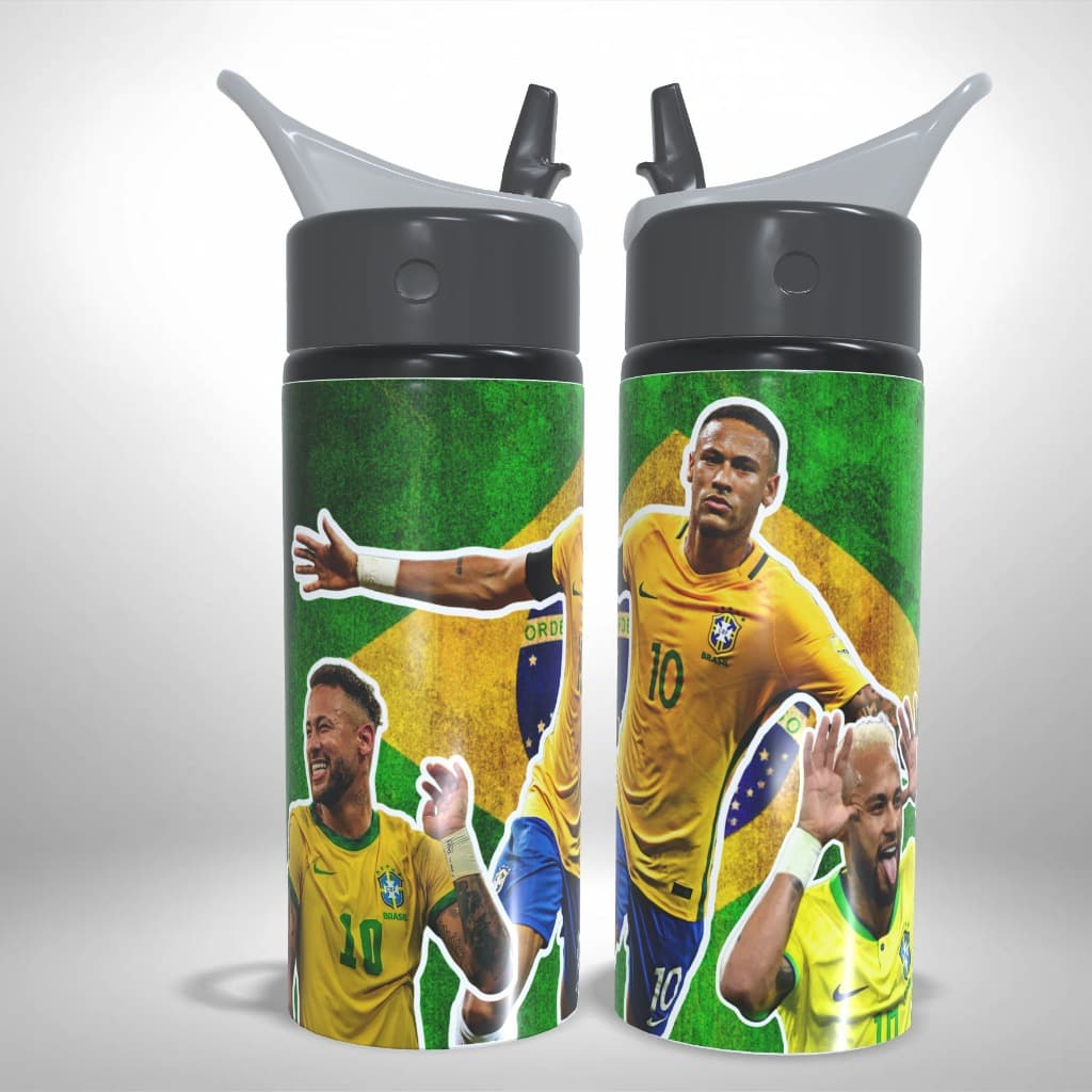Garrafa Squeeze Personalizada Neymar JR Brasil Alumínio Infantil Escolar