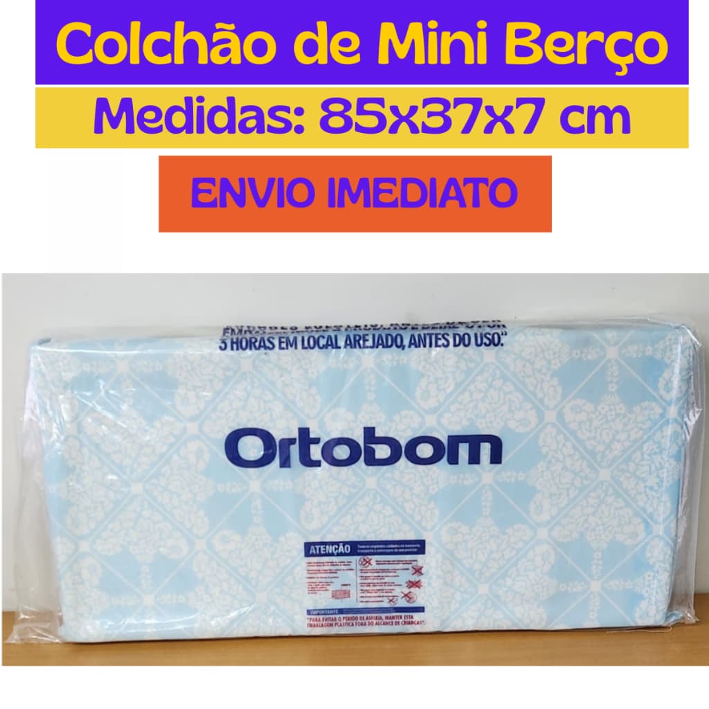 Colchão Colchonete Mini Berço Portátil de Bebê 37x85x7 Ortobom Envio Imediato