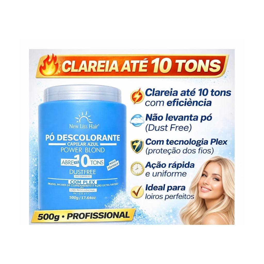Pó Descolorante New Liss Hair 500g com plex