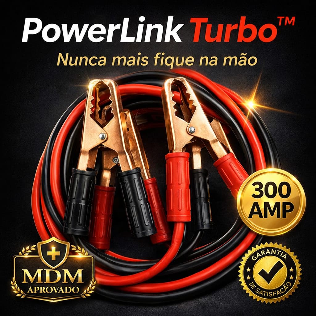 Cabo Chupeta 300A PowerLink Turbo™ 2,2m Reforçado Bateria Carro Moto Alta Potência