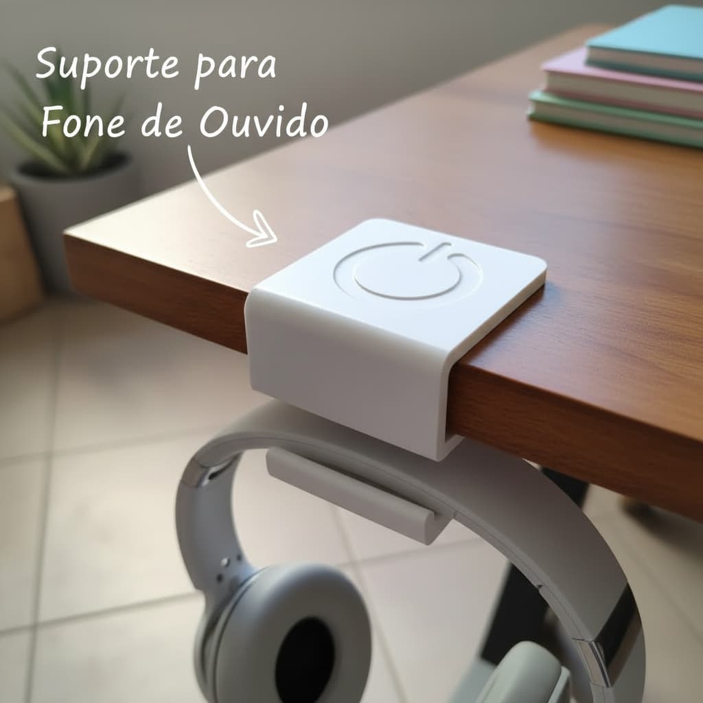 Kit 2 Suporte para Fone de Ouvido de Mesa Clip Organizador Headphone