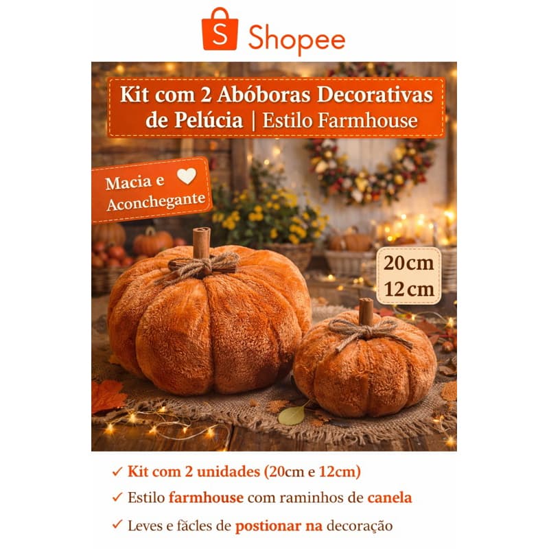 KIT 2 ABÓBORAS PELUCIA DECORACAO FARMHOUSE DECORAÇÃO RÚSTICA