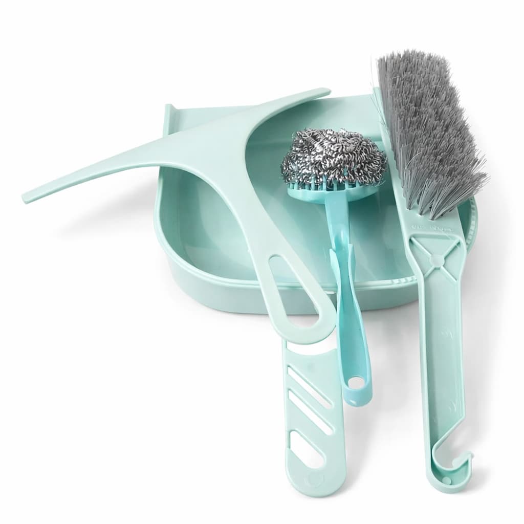 Kit Limpeza Completo para Pia – Pá + Escova + Esponja de Aço – Prático e Organizador de Cozinha