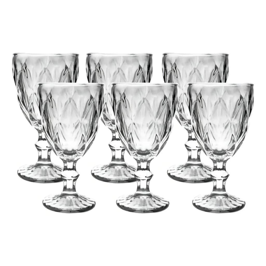 Kit 6 Taças de Vidro Diamante Elegante | Taças para Mesa Posta Luxo