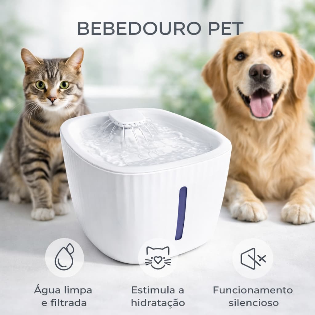 Bebedouro Fonte Agua Pet Gatos Cachorros Automatico Dispenser Silencioso Eletrico Filtragem
