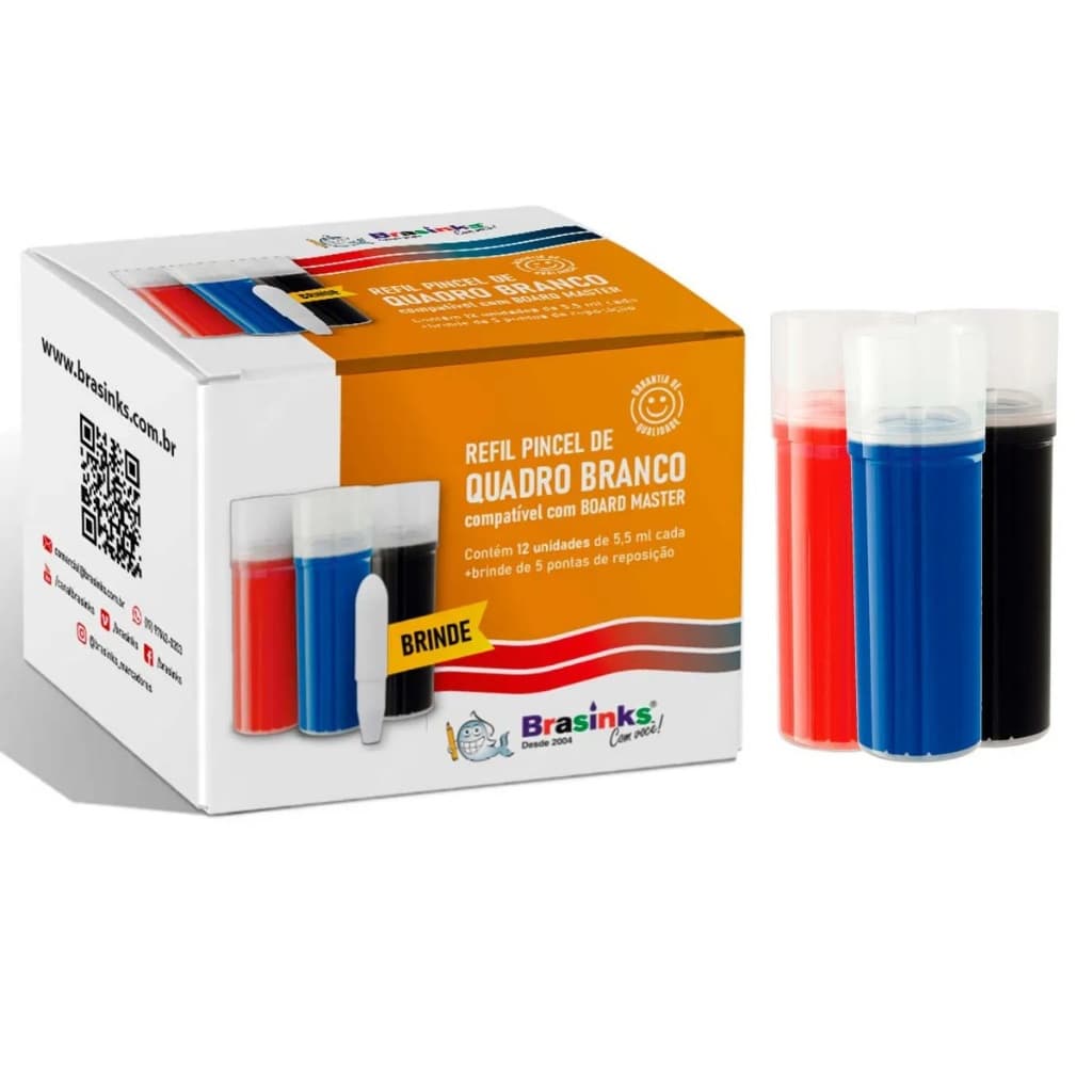 REFIL PINCEL MARCADOR QUADRO BRANCO COMPATÍVEL COM VBOARD - 12 UNID