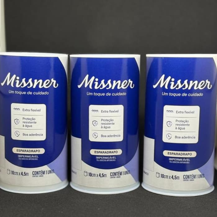 Kit c/3 Und Esparadrapo Impermeável Branco 10cm x 4,5m – Missner