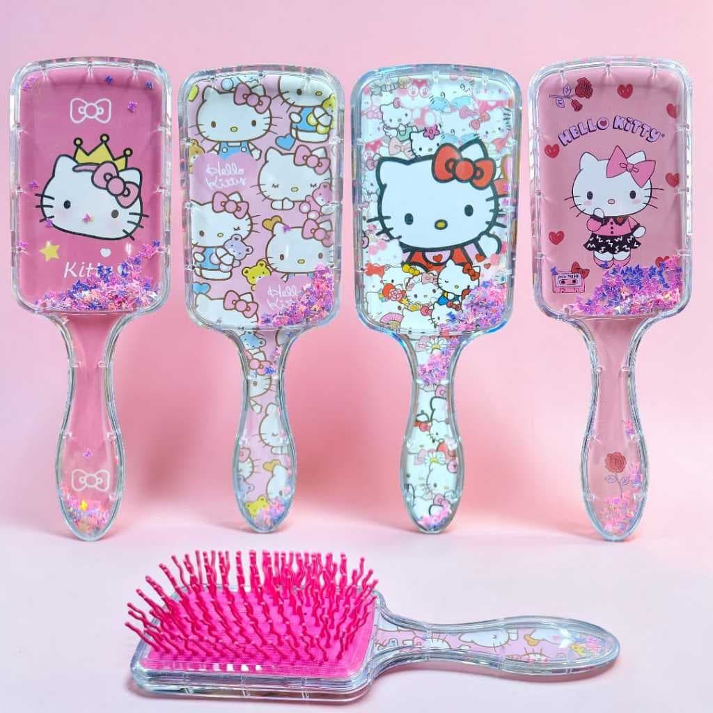 Escova Hello Kitty Pente Magico Com Cerdas Onduladas Modelos Variados Escova Transparente Com Gliter
