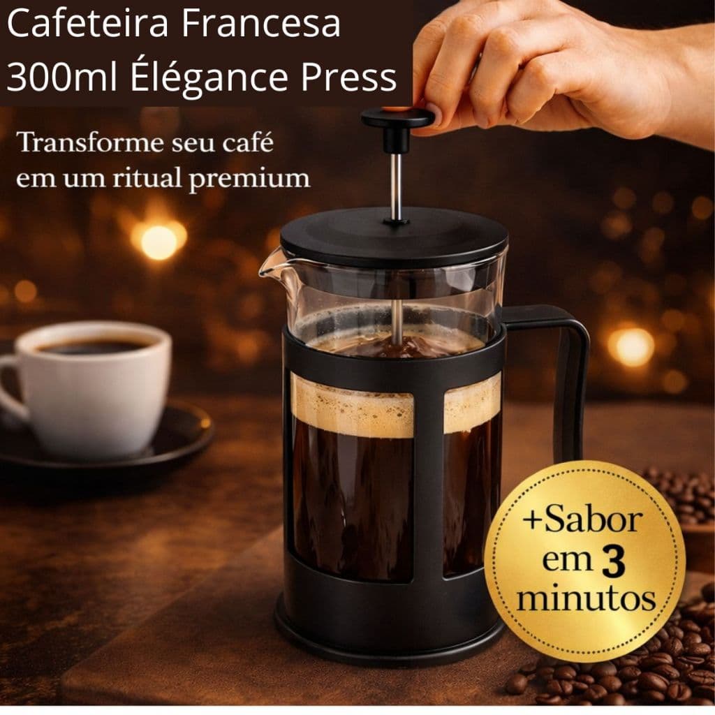 Cafeteira Francesa 300ml Café Élégance Press Prensa manual Café Chá infusão Vidro Desmontável Prmium