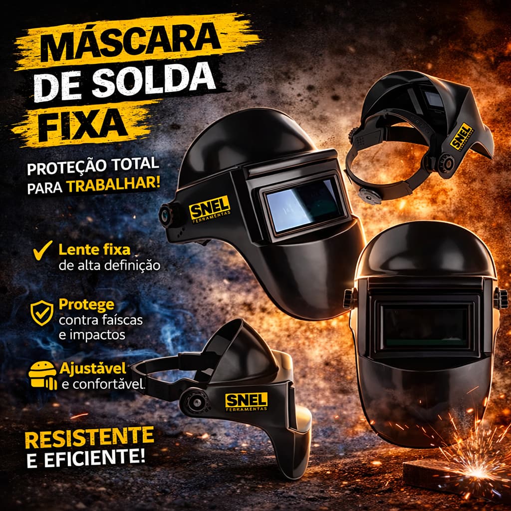 Máscara de Solda Fixa Reforçada Alta Resistência ao Calor e Carneira Ajustável para Máximo Conforto