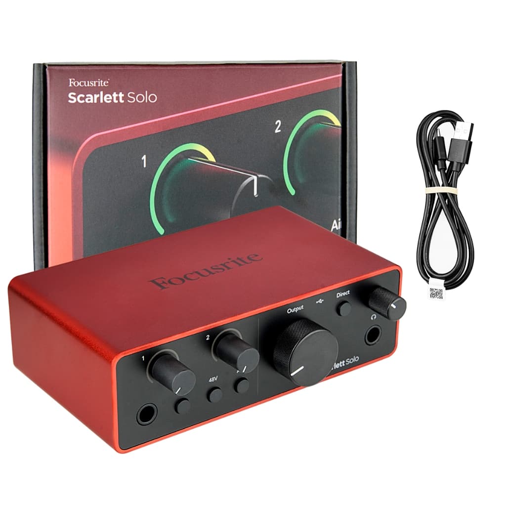 Interface De Áudio USB Focusrite Scarlett Solo 4ª Geração Com Software Para Músicos E Estúdios