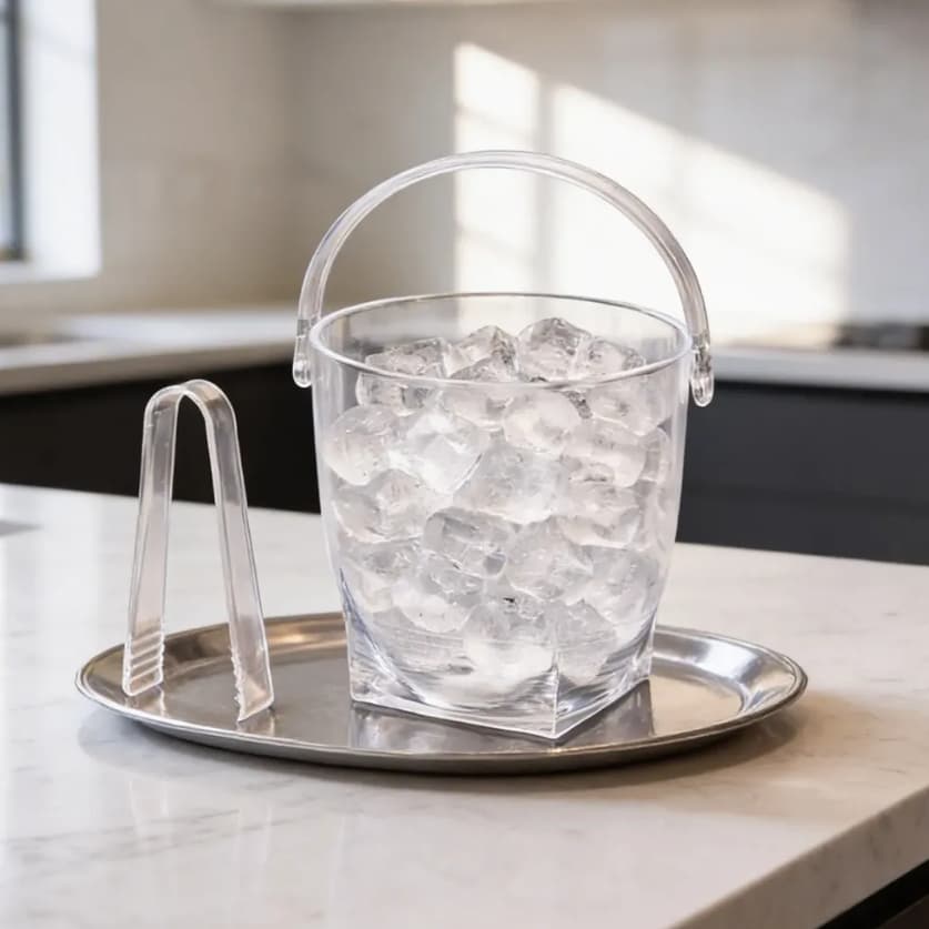 Balde De Gelo Com Alça Pegador Acrílico 1 Litro Transparente