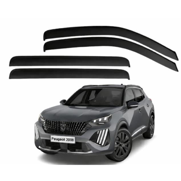 Calha de Chuva Peugeot 2008 2024 a 2026 4 Portas Defletor Acrílico Fumê Ecoflex