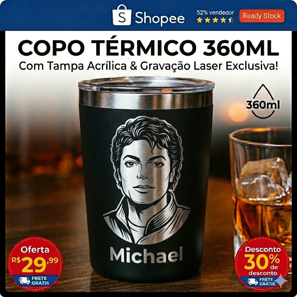 Copo Térmico 360ml Personalizado com Caricatura a Laser