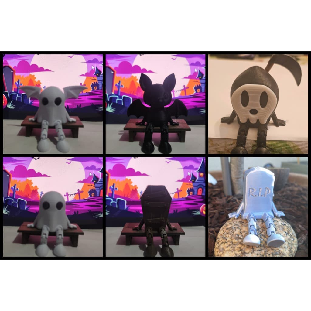 Fantasma Morcego Caixão RIP Ceifador Decoração Geek Colecionável