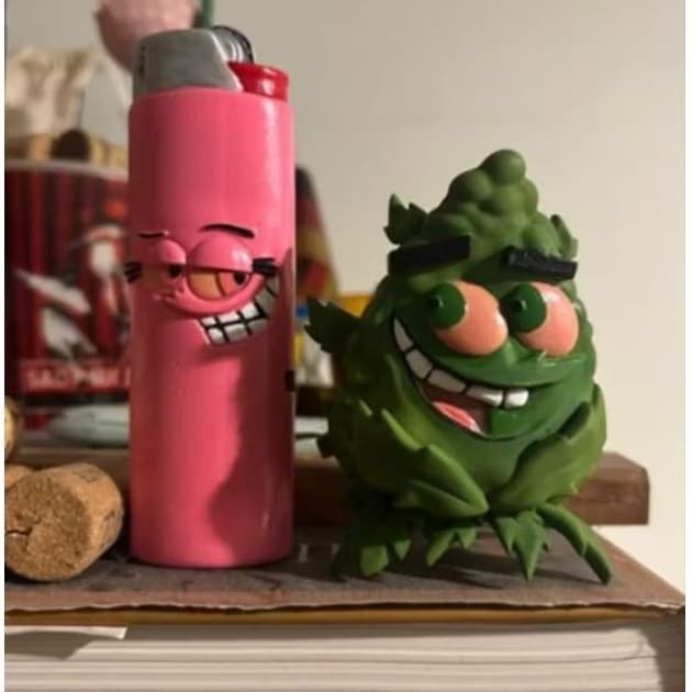 Estátua Decorativa Padrinhos Mágicos Verde e Rosa - Feito a Mão