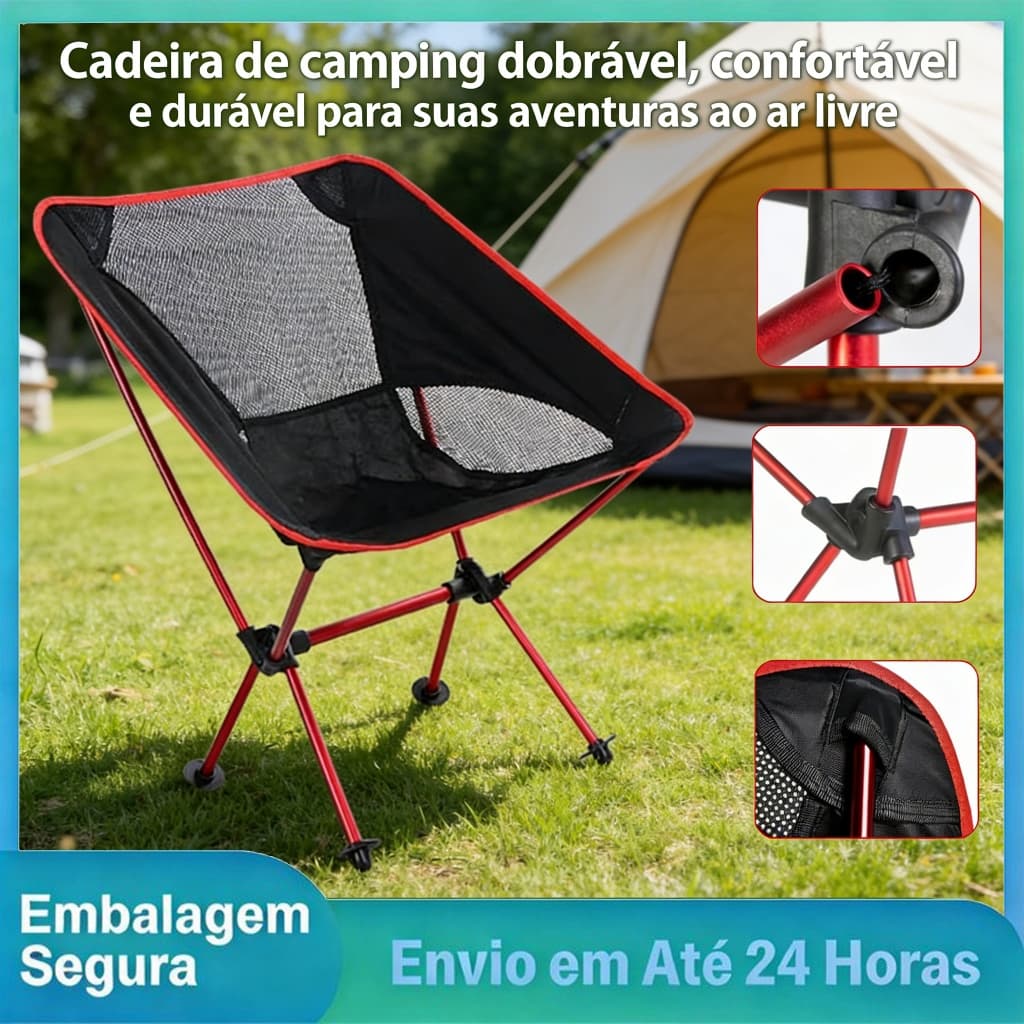 Cadeira Dobrável Portátil em Alumínio Ultraleve Oxford 600D para Camping Pesca Praia Suporta 120kg
