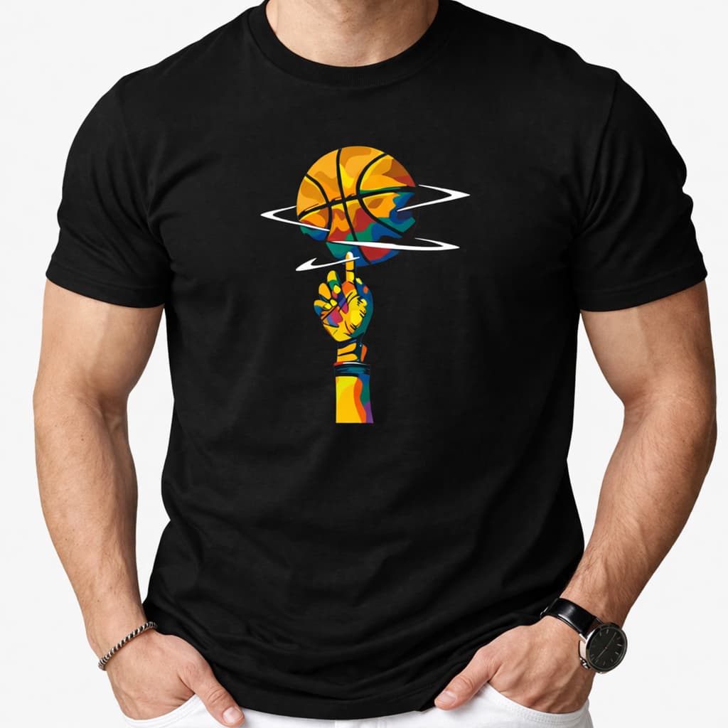 CAMISETA MASCULINA BOLA DE BASQUETE ALGODAO COMFORTAVEL
