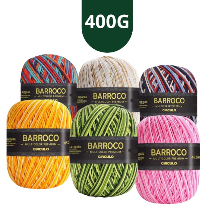 Barbante Barroco Premium Multicolor Círculo N6 400g 452mts Cor + vendidos Barbante Barroco