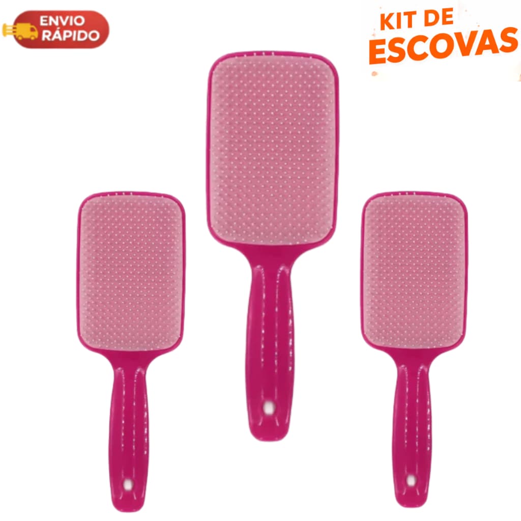 Kit Escova de Cabelo Raquete 5 10 20 Unidades Desembaraça Fácil Revenda Escovas De Cabelo Raquete