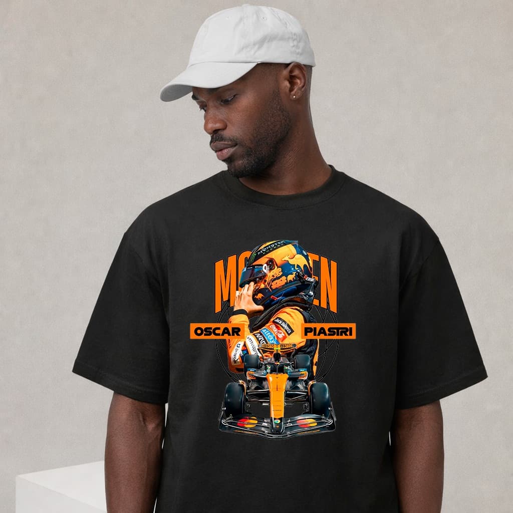 Camiseta Oversized Streetwear Corrida Oscar Piastri Formula 1 100% Algodão Unissex Feminino Masculino