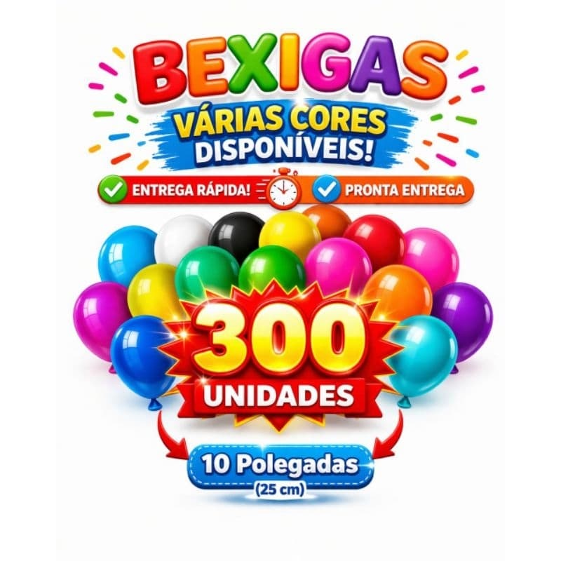 Bexigas de Látex 9'' Redondo Liso–50 a 300 Unid. para Festa, Aniversário e Decoração.