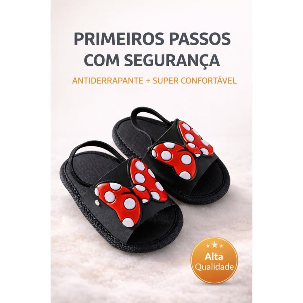 Sandália Bebê Feminina Macia Antiderrapante Não Aperta Conforto Dia a Dia