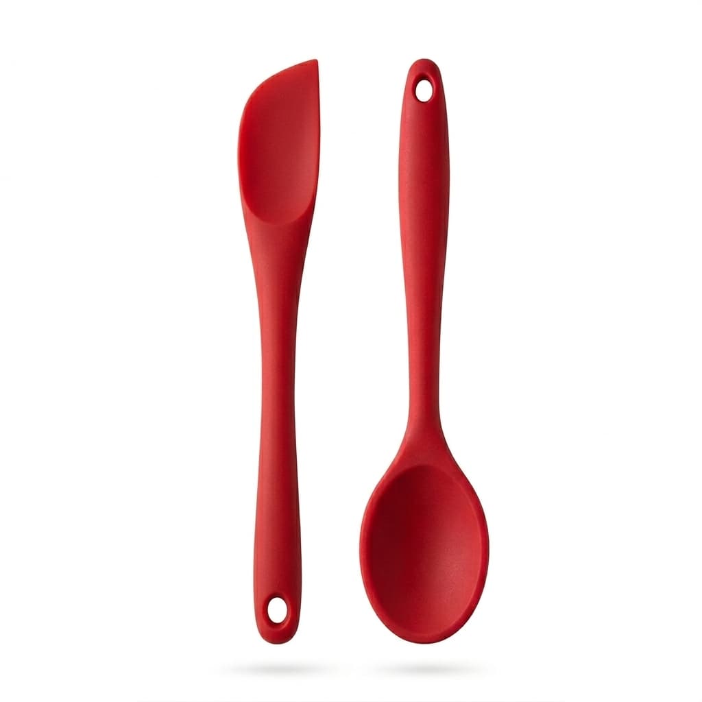 ECOs Kit Espátula e Colher de Silicone Inteiriça Cozinha Resistente Calor Antiaderente Não Risca Panelas