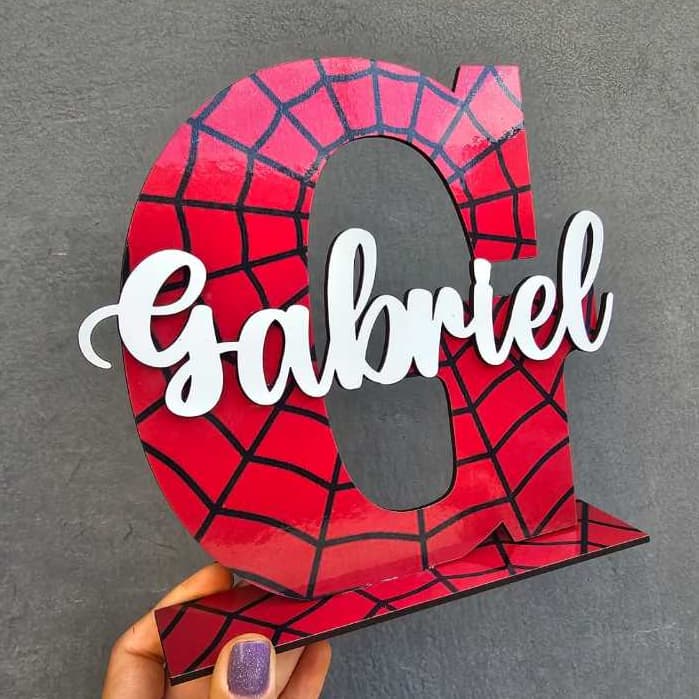 Letra Inicial Personalizada com Nome Sobreposto em MDF - Vários Temas (18cm)