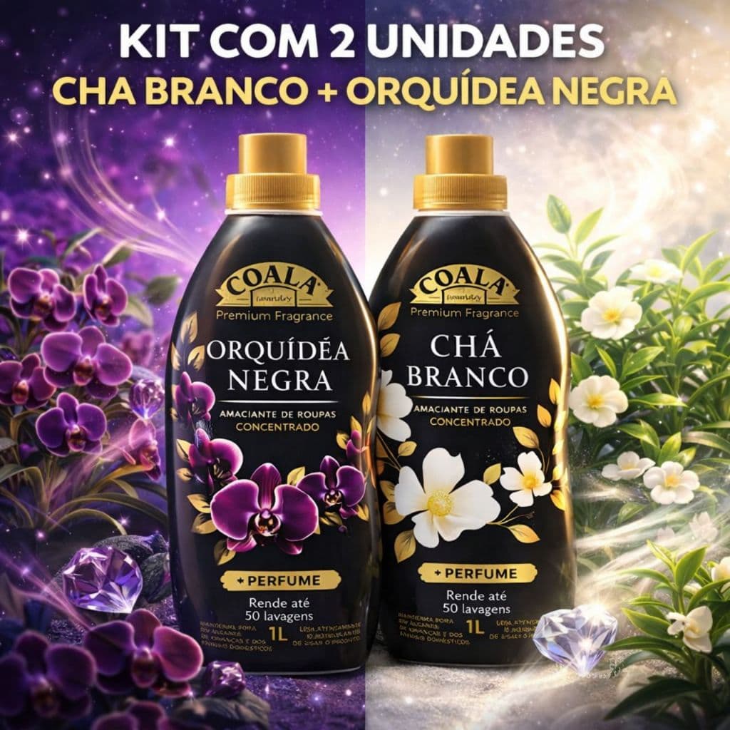 Kit 2 Amaciante Concentrado Coala 1L Cada - Orquídea Negra e Chá Branco