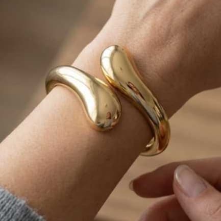 Bracelete Gota Luxo Pulseira Maximalista Banho de Ouro 18k ou Prata