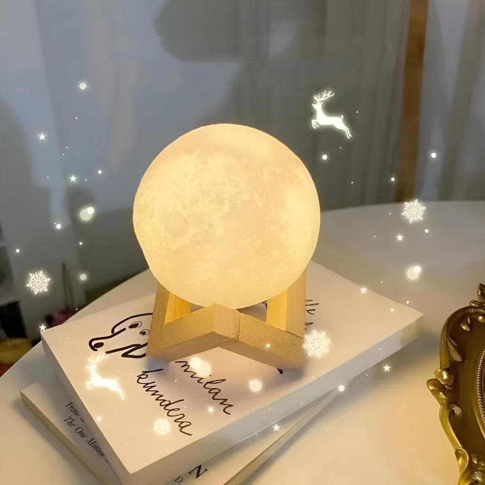 Luminaria Lâmpada Lunar 3D Impressionante Luz Noturna para Decoração