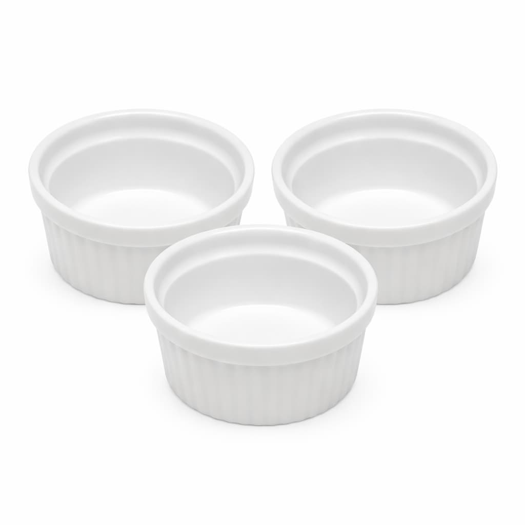 Kit 3 Ramequins de Porcelana Classic Branco 7cm x 4cm - Lyor