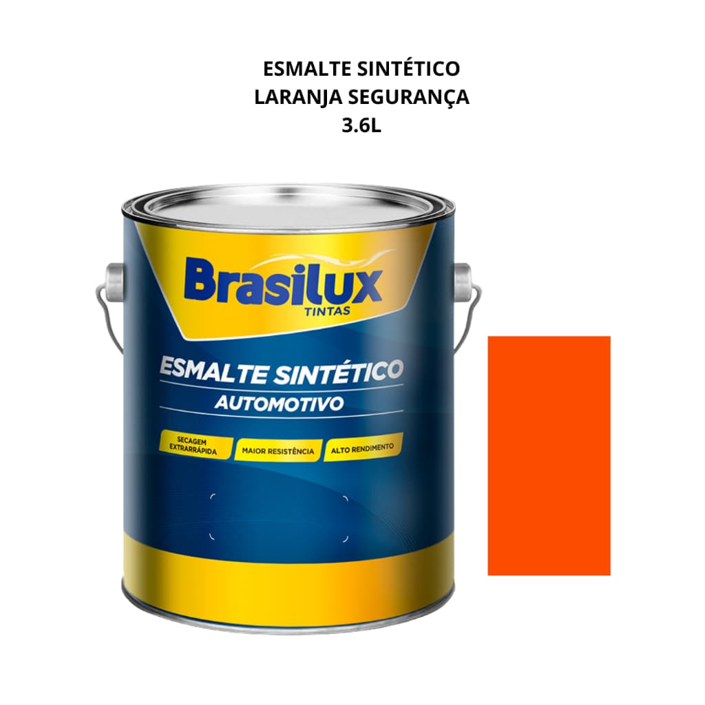 Tinta Esmalte Sintético Automotivo Laranja Segurança 3.6L Brasilux Secagem Rápida