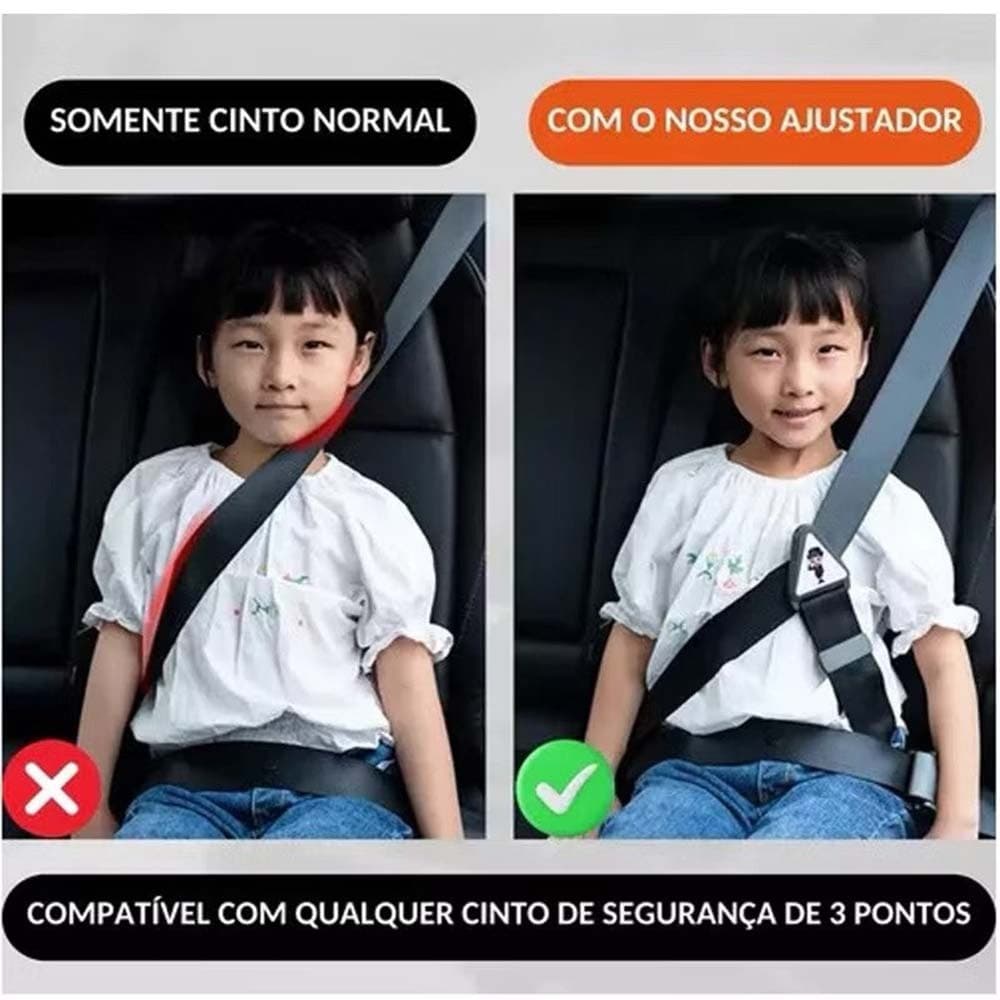 Ajuste Seguro Plus Adaptador de Cinto Automotivo, Proteção Confortável para Crianças
