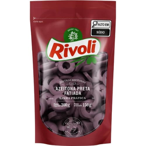 Azeitona Preta Rivoli 150g Pronta Uso Sabor Intenso