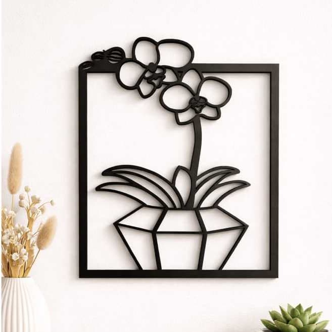 Quadro Decorativo MDF Orquídea | Decoração de Parede Moderna I Quadro Florar I Quadro Vazado decorativo